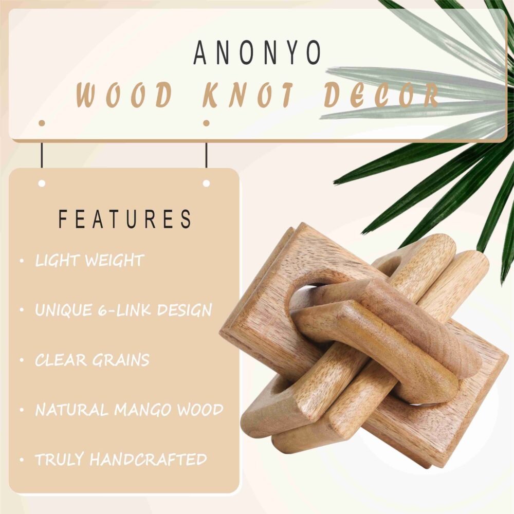 Wood Knot Entry Table Boho Shelf 6 Link Interlock (Natural) - Image 4