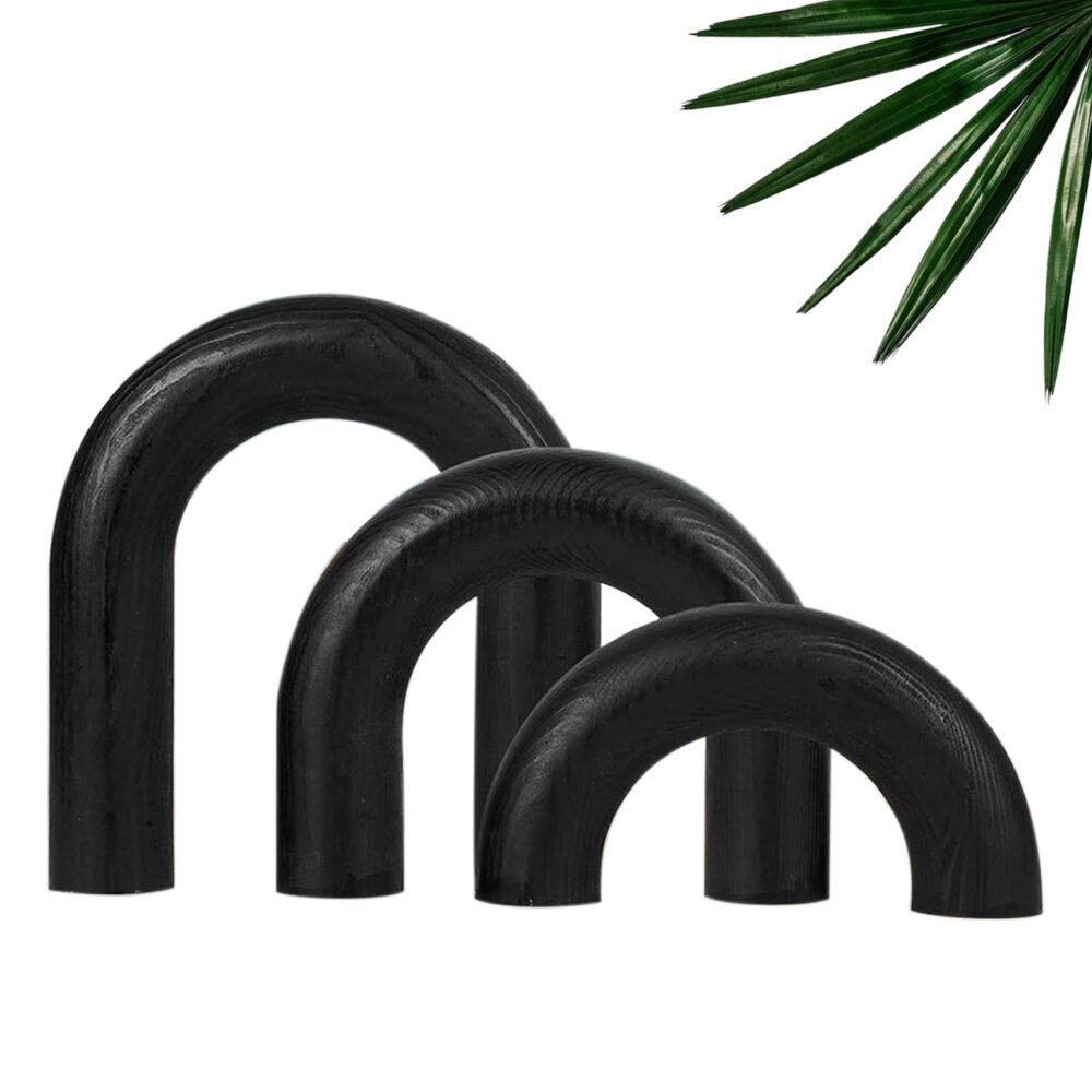 Set of 3 Wood Arch Decorative Objects – Black Pine