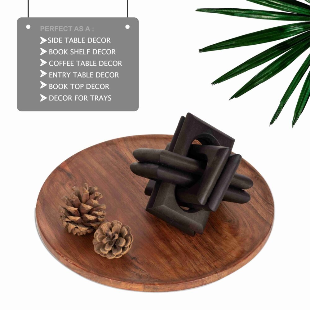 Wood Knot Entry Table Boho Shelf 6 Link Interlock (Black) - Image 4