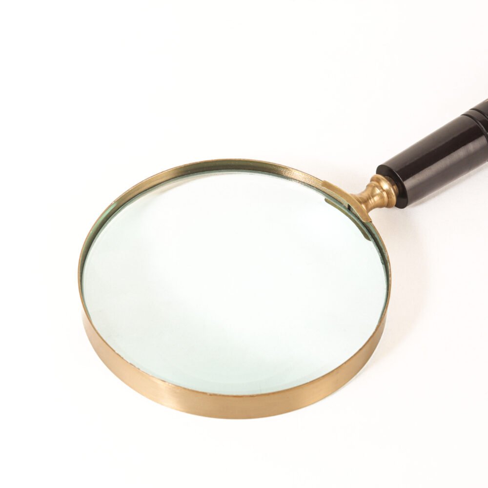 Brass 10X Magnifying Glass with Resin Handle 10” Length, 4” Lens Diameter, Dark Brown - Image 3
