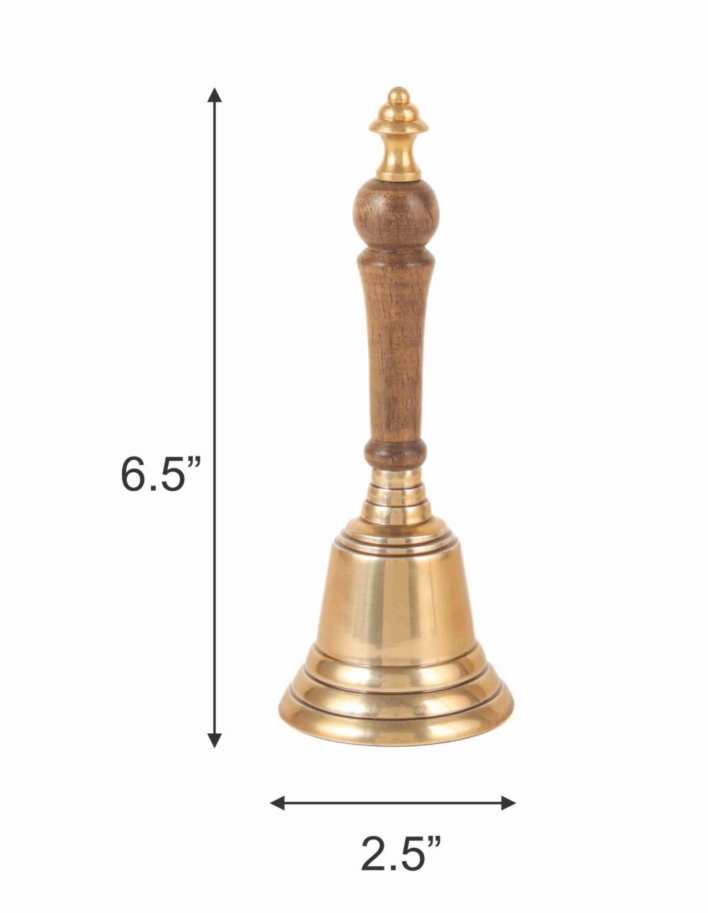 Aluminum Hand Bell with Antique Brass Finish and Wooden Handle  6.5” Height - Image 3