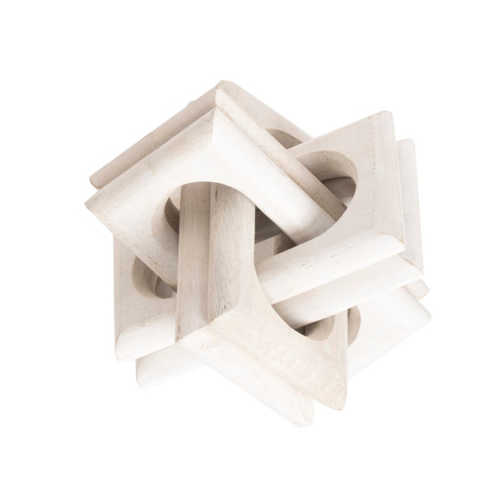 Wood Knot Entry Table Boho Shelf 6 Link Interlock (White) - Image 3