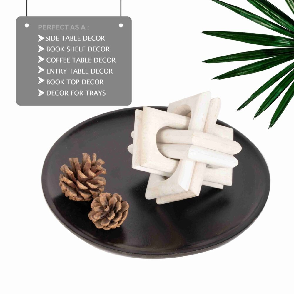 Wood Knot Entry Table Boho Shelf 6 Link Interlock (White) - Image 5